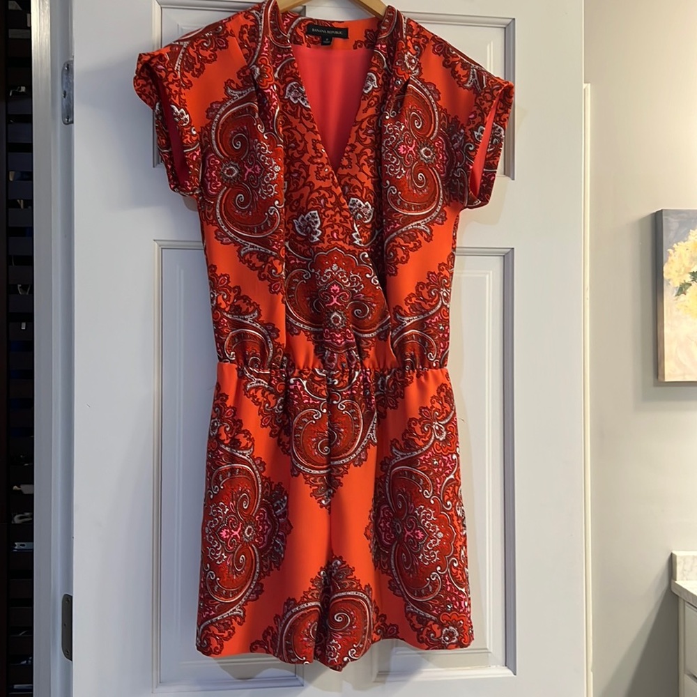 Coral Paisley Banana Republic Romper